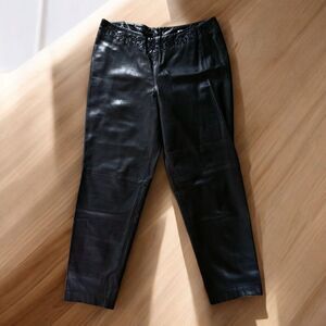 Womens Black 100% leather Pants Embroidered Suze 10 Fitted Gothic Punk Rocker